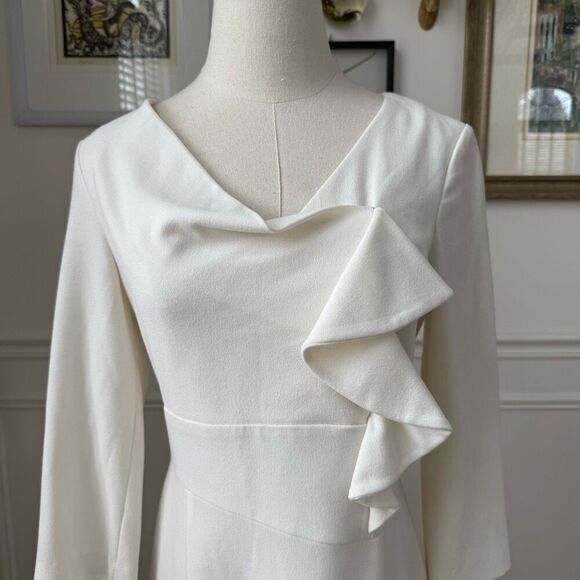 NWT Adriana Papell Ivory Semi Ruffle Sheath Dress $138 2 - Picture 2 of 7